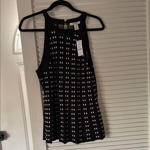 White House Black Market Black and White Polka Dot Women's Top